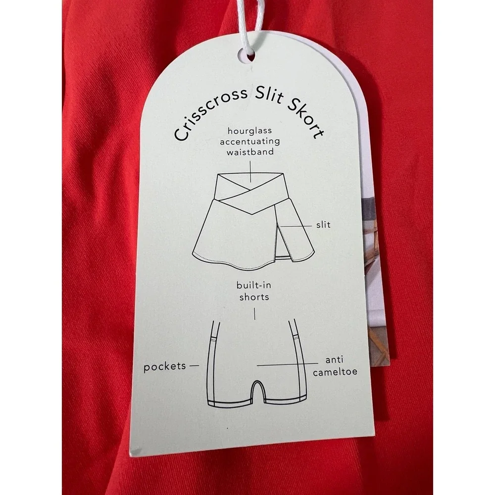 Blogilates Crisscross Slit Skort Size L Orange Color NWT - Picture 6 of 8
